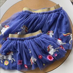 Boden Unicorn Tulle Skirt with Gold Waistband